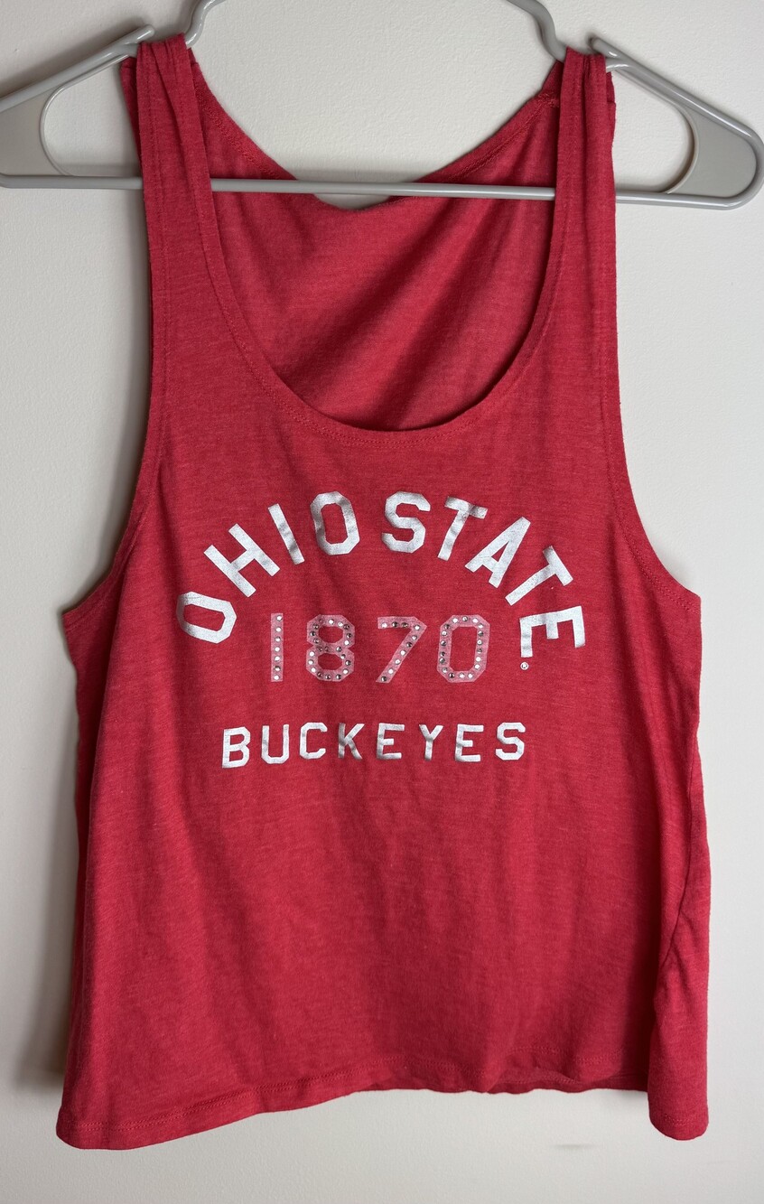Ohio State Women's Red Sleeveless Tank Top Buckeyes 1870 Print